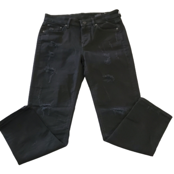 G-Star Raw Denim Black Distressed Skinny Leg Jeans Size 27 x 32 - Picture 1 of 12